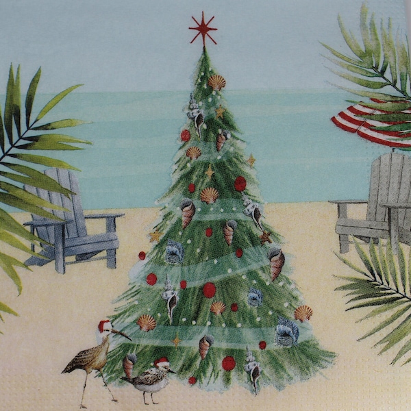 Decoupage Cocktail Napkins / Christmas Beach