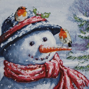 Decoupage Cocktail Napkins / Holiday Snowman