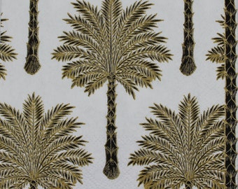 Decoupage Cocktail Napkins / Grand Black & Gold Palm Trees