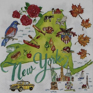 Decoupage Cocktail Napkins / State of New York