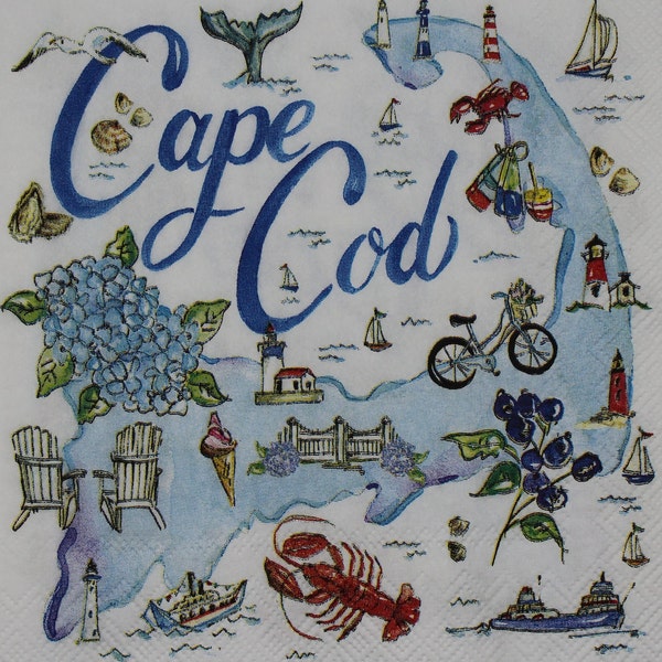Decoupage Cocktail Napkins / State of Cape Cod