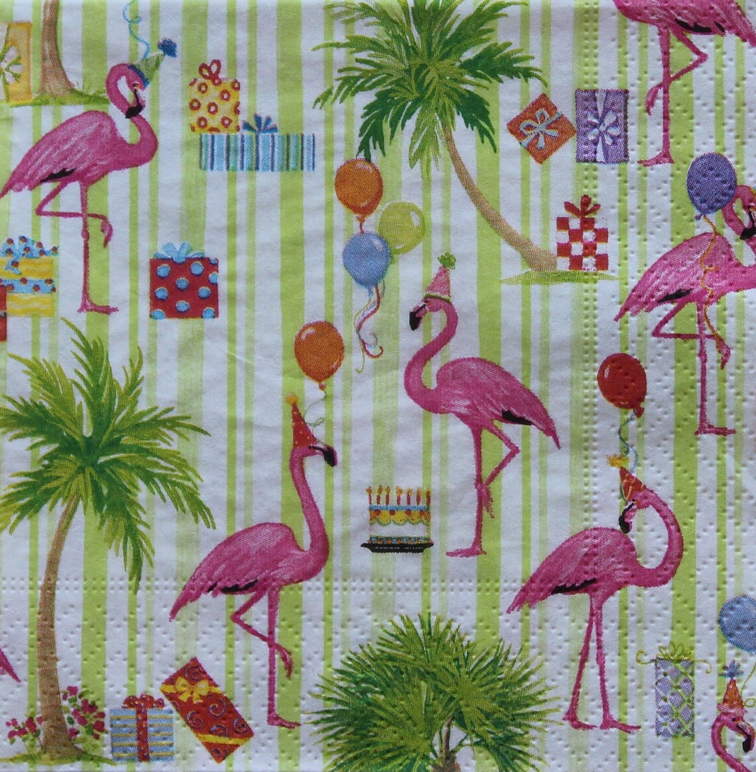 Decoupage Cocktail Napkins / Party Flamingos Etsy