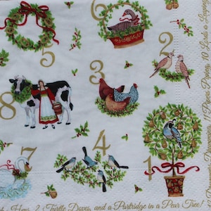 Decoupage Cocktail Napkins / Twelve Days Of Christmas