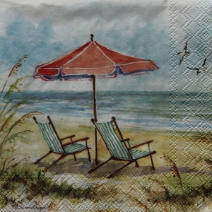 Decoupage Cocktail Napkins / Beach Chairs