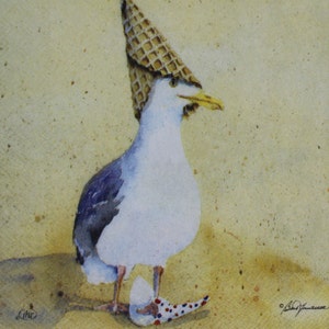 Decoupage Cocktail Napkins / Funny Seagulls