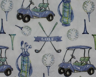 Decoupage Cocktail Napkins / Guy Golf
