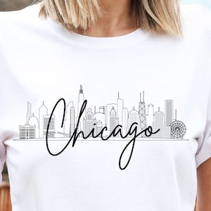 Chicago T Shirt , Chicago Skyline Shirt, Illinois Unisex Soft and Comfortable T Shirt, Crewneck Tshirt