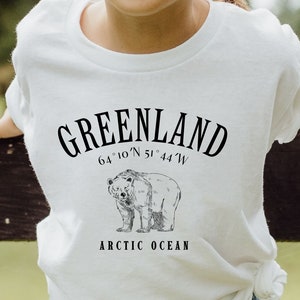 Greenland T Shirt, Polar Bear T Shirt, Denmark Shirt, Youth Travel Shirt, Crewneck Kids Heavy Cotton Tee