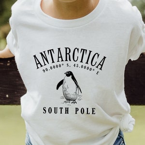 Kids Antarctica Shirt, Antarctica T shirt, Penguin T shirt, South Pole Shirt,Youth Travel Shirt, Crewneck Kids Heavy Cotton Tee