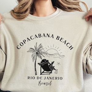 Copacabana Beach, Rio de Janeiro Sweater, Brasil Sweatshirt, Latina Pullover, Unisex Crewneck Travel Sweater