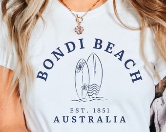 Camiseta de Bondi Beach, camiseta de Sydney Australia, camiseta de Australia, regalo unisex de Australia con cuello redondo, camiseta unisex de Bondi Beach con cuello redondo
