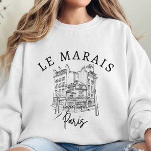 Paris Sweatshirt, Paris Travel Pullover, France Sweatshirt, Travel Crewneck, Le Marais Paris Gift Unisex Heavy Blend Crewneck