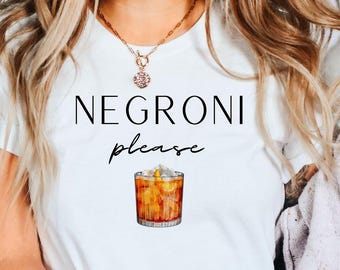 Koszulka Negroni, Koszulka Miłośnika Negroni, Koszulka Brunch Cocktail, Koszulka Unisex z okrągłym dekoltem