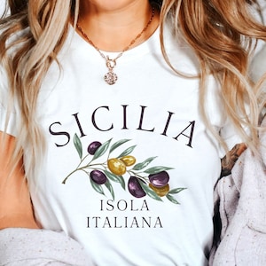Sicily Island Italy Shirt, Sicily Olives, Palermo Shirt, Catania Tshirt, Mediterranean Sea, Southern Italy Soft and Comfortable T-Shirt
