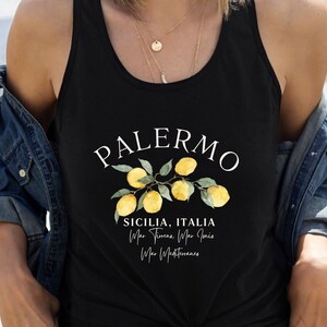 Palermo Sicilia Italy, Sicily Lemons Tank Top, Palermo Tank Top, Italy Lemons Southern Italy Women&#39;s Ideal Racerback Tank Top