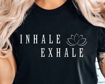 Camiseta informal Inhale Exhale, camiseta de meditación de yoga Inhale Exhale, camiseta de flor de loto, camiseta de meditación de yoga, camiseta unisex