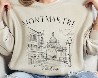 Paris Sweatshirt, Paris Travel, France Sweatshirt, Paris France Travel Crewneck, Montmartre Paris Gift Unisex Heavy Blend Crewneck