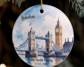 Custom London Christmas Ornament, London Travel Souvenir Ornament, London Christmas Ornament, England Gift Ornament