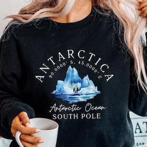 Antarctica Sweatshirt,  Antarctica Crewneck, South Pole Pullover, Penguin Sweater Unisex Heavy Blend Crewneck