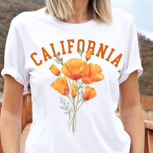 California State Flower, Kalifornien T-Shirt, Botanisches Shirt, Gartenarbeit Rundhals Unisex T-Shirt