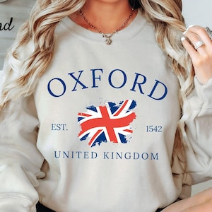 Oxford University, Oxford Sweatshirt, College Sweater, School Pullover Shirt, Preppy England Crewneck, Unisex Long Sleeve
