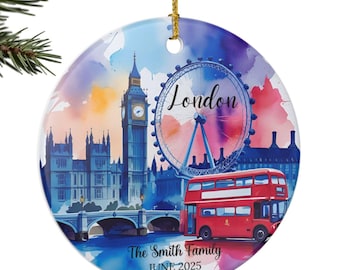 Custom London Christmas Ornament, London Travel Souvenir Ornament, London Christmas Ornament, England Gift Ornament