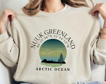 Nuuk Greenland-sweater, Denemarken-trui, Arctic Ocean-sweater, Denemarken, zware mix van uniseks ronde hals