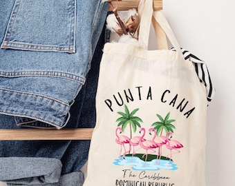Punta Cana Dominikanische Republik Einkaufstasche, Dominicana Schultertasche, % 100 Baumwolle Natur Canvas Einkaufstasche
