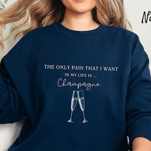 Sudadera de champán de moda, suéter de champán de moda para los amantes del champán, regalo para amantes del champán, sudadera unisex con cuello redondo
