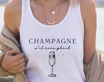 Champagne s'il vous plait Tank Top, Champagne Bitte französisches Hemd, French Drinking Women's Ideal Racerback