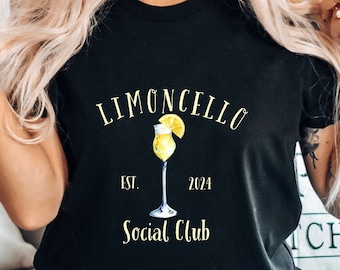 Benutzerdefinierte Limoncello T-Shirt, Limoncello Social Club Italien Shirt, Italien Zitronen Limoncello Shirt, Unisex Rundhalsausschnitt Weiches und bequemes T-Shirt
