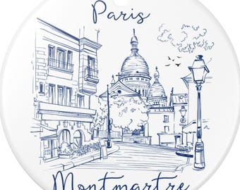 Paris-prydnad, Montmartre Paris-present, Paris julgransdekoration, keramisk prydnad