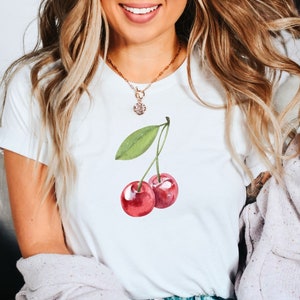 Cherry T Shirt, Watercolor Cherry Shirt, Cherry Lover Gift, Unisex Crewneck Soft and Comfortable Tshirt