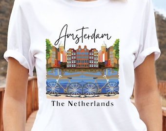 Amsterdam T  Shirt, Amsterdam Travel T-shirt,  Netherlands Tshirt, Amsterdam Gift,  Netherlands T-shirts, Amsterdam Gift Unisex Shirt