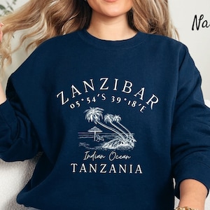 Tanzania Sweatshirt, Zanzibar Sweater, Travel Zanzibar Pullover, Zanzibar Souvenir,  Unisex Soft and Comfortable Sweater