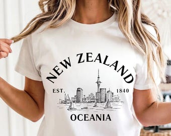 T-shirt de Nouvelle-Zélande, T-shirt d'Auckland, cadeau de chemise d'Océanie, T-shirt unisexe doux et confortable à col rond