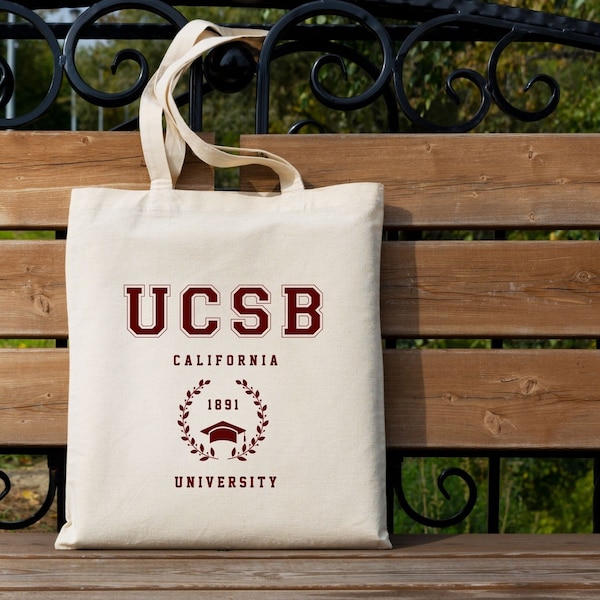 UCSB University Santa Barbara California Tote Bag, Eco Friendly %100 Cotton Natural Canvas Tote Bag