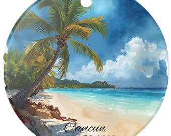 Custom Cancun Mexico Ceramic Christmas Ornament, Christmas Gift, Personalised Travel Keepsake