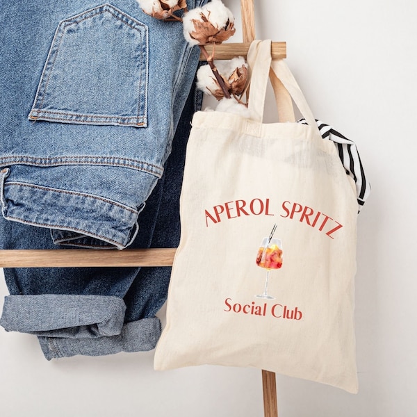 Aperol Spritz Tote Bag, Aperol Spritz Social Club Shoulder Bag, Aperol Spritz Fan Gift  %100 Cotton Natural Canvas Tote Bag