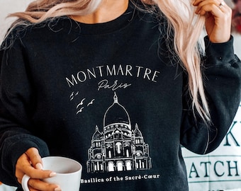 Montmartre Paris Sweatshirt, Paris Crewneck Travel  France Sweatshirt, Travel Crewneck, Unisex Heavy Blend Crewneck