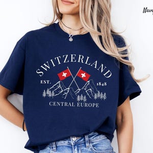 Switzerland Shirt, Switzerland Travel Gift, Swiss Flag T Shirt, Unisex Crewneck Swiss Shirt Gift
