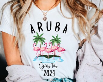 Camiseta personalizada para viaje de chicas a Aruba, camiseta para vacaciones familiares en Aruba, camiseta para viaje en grupo a Aruba, camiseta unisex para el equipo de Aruba.