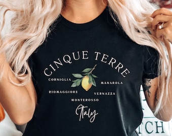 Italy Cinque Terre T shirt, Italy Travel Shirt, Italy Lemons Shirt, Cinque Terre Gift, Lemon T shirt, Unisex Crewneck Italy T-shirt