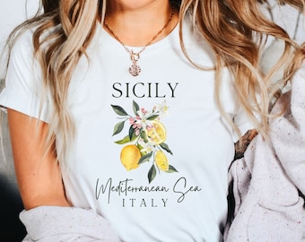 Chemise Sicile Italie, Italie du Sud T-shirt unisexe à col rond doux et confortable