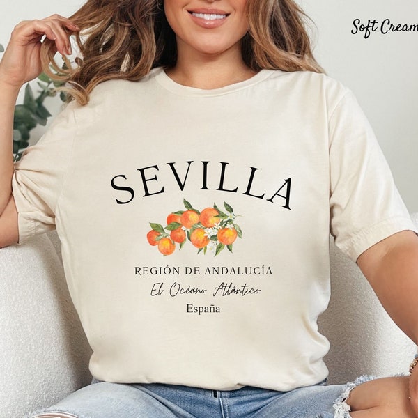 Camiseta de Sevilla España, Naranjas de Sevilla, Camiseta de España, Camiseta de Sevilla, El Océano Adriático, Camiseta suave y cómoda del sur de España