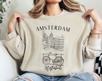 Amsterdam Sweatshirt, Amsterdam Gift, Netherlands Sweater, Dutch City Pullover, Travel Amsterdam Sweater,Crewneck Pullover, Unisex