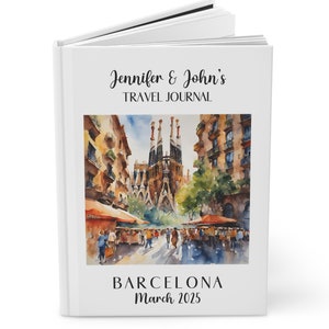 Custom Barcelona Travel Journal, Barcelona Spain  Journal, Hardcover Journal Matte