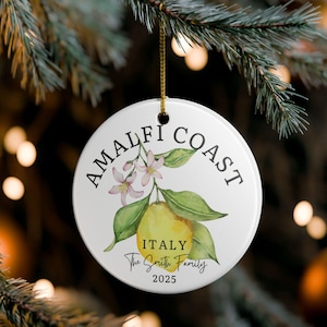 Custom Amalfi Coast Italy Christmas Ornament, Amalfi Coast Family Trip Souvenir Ornament, Italy  Christmas Ornament, Italy Gift Ornament