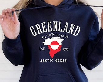 Bluza z kapturem Greenland, bluza z kapturem Arktic Ocean, prezent z Danii, unisexowa bluza z kapturem z grubej mieszanki