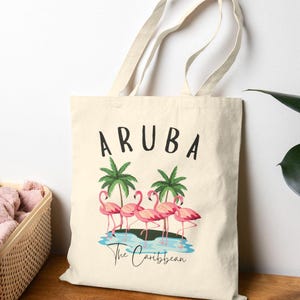 Aruba Tote Bag,  Aruba Girls Trip  Shoulder Bag, Bachelorette Party Aruba Gift Tote Bag, %100 Cotton Natural Canvas Tote Bag